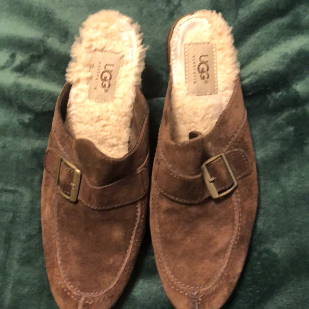 Ugg slip on furry heels